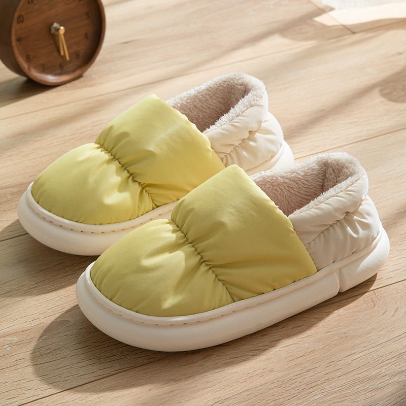 Down Cloth Cotton Slippers Women Couple Home Fleece-lined Winter Warm Indoor Thick Sole Outer Wear Thickened_desvips.com