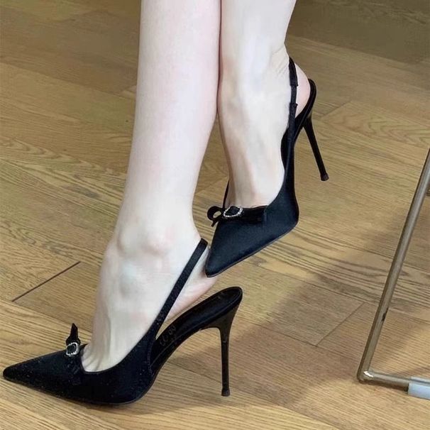 1:1 Satin 26ss New 1 Popular New High Heels For Women, Stiletto Bowknot Elegant French Pointed Single Shoes, Closed Toe Sandals Women, Shoe Women,_desvips.com