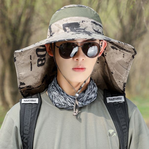 Men's Wide Brim Fishing Hat With Neck Flap - UPF 50+ Sun Protection & Breathable Design For Summer Outdoor Activities_desvips.com