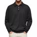 Men's Clothing Autumn Long Sleeve V Neck Button Casual Tops Polo Shirt_desvips.com