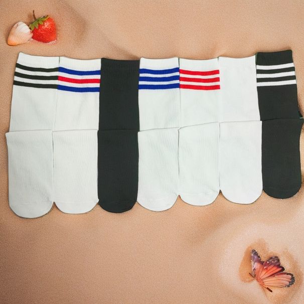 Versatile Thin Black White Striped Knee High Socks For Children Women Preppy Style Mid Calf Soccer Socks Sports & Outdoor Accessories_desvips.com