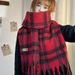 Medium Cup Extra Large Cup~Red Plaid Scarf New Year Christmas Atmosphere Autumn Winter Warm Thickened Neck Warmer_desvips.com