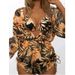 Women's Swimsuit Sun Protection New Korean Style Three-Piece Bikini Leaf Print Waist-Tied Long Sleeve Beachwear_desvips.com