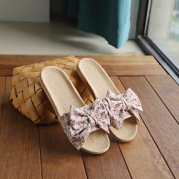 RenMou New Ummer Linen Women' Korean Verion Internet Famou Oft Ole Can Be Worn Externally, Bow Tie Anti Lip Home Exclusive Supply_desvips.com