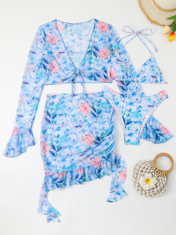 Sexy Two-Piece Bikini Set With Beach Cover-Up - Comfortable & Stylish (Women's Swimwear High Waist & Adjustable Straps)_desvips.com