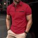 Summer Casual Breathable Button Color Blocked Pocket Men's Polo Shirt Sportswear_desvips.com