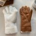 Super Warm Chestnut Color Autumn Winter Fingerless Outdoor Lamb Wool Suede Thickened Versatile Cold-Proof Cute Korean_desvips.com