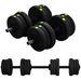 Set 2 In 1 Con 2 Manubri Convertibili In Bilanciere, Peso Totale 20 Kg E Dischi Pesi Regolabili, Nero_desvips.com