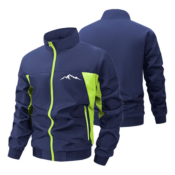 Streetwear Men's Sports Windproof Jacket Mountain Range Print Full Zip Stand Collar Athletic Track Top For Gym Training_desvips.com