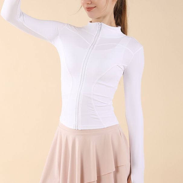 High Elastic Waist Yoga Top Outerwear Cardigan Long Sleeve Fitness Wear Casual Slimming Running Sports Jacket For Women_desvips.com