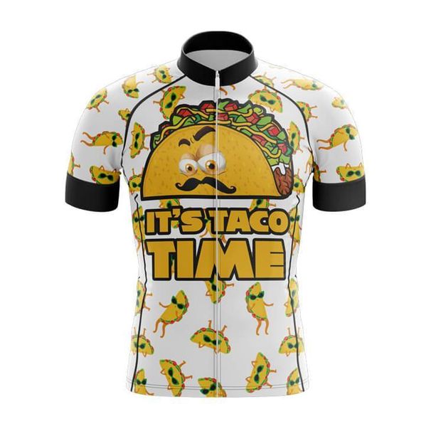 Taco Time Cycling Jersey Set For Men Short Sleeve Mountain Biking Clothing Kit Bib Shorts Gel Breathable Pad Quick-Drying_desvips.com