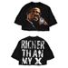 2025 Cool Kids New Foreigner English Front And Back Printed Terry Cotton Five-Sleeve T-Shirt Round Neck Top_desvips.com