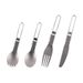 Pure portable tableware set of four outdoor camping folding knives, titanium alloy spoons, picnic forks, knives_desvips.com