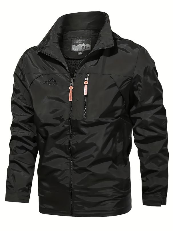 8817 New Outdoor Men's Solid Color Hooded Windproof And Waterproof Mountaineering Jacket Supports Logo Printing_desvips.com