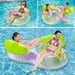 Ink Painting Double Swim Ring - Thickened PVC Floating Seat For Couples (Rainbow Glitter Design Non-Slip Surface Includes Air Pump & Repair Kit)_desvips.com