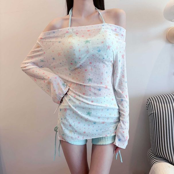 2026 New Women's Two-Piece Swimsuit For Beach Vacation YD9722 High-End Long-Sleeve Sun-Protective Three-Piece Set Sexy_desvips.com