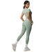 Nude Feel Quick Drying Short Sleeved Yoga Outfit Set High Waisted Hip Lifting Tight Fitting Sportswear for Outdoor Training And Running_desvips.com