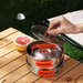 Outdoor 304 stainless steel camping cookware three piece soup pot kettle set foldable frying pan_desvips.com