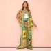 Women's Clothing fashion personality printing short-sleeved holiday leisure loose tie suit_desvips.com