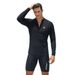 Half Zipper Long Sleeve Sun Protection Adult Swim Trunks Men's Breathable Swimsuit Diving Suit Set_desvips.com