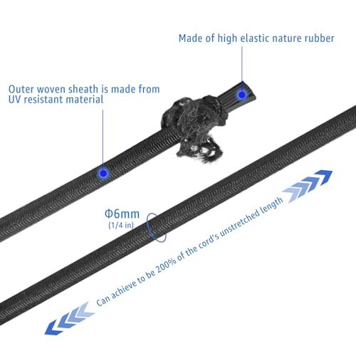 1/4 Inch Diameter By 50 Feet Long UV Resistant Elastic Bungee Shock Cord_desvips.com