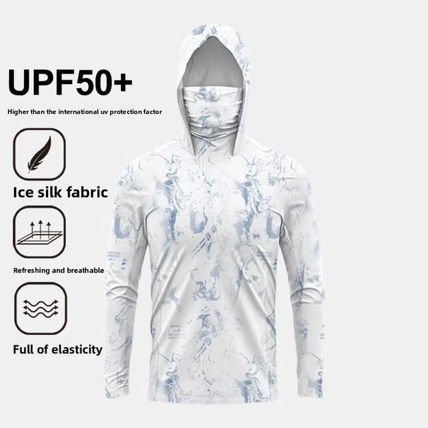 New Ice Silk Sun Protection Fishing Shirt Men Long Sleeve Hoodie With Mask Quick Dry Breathable_desvips.com