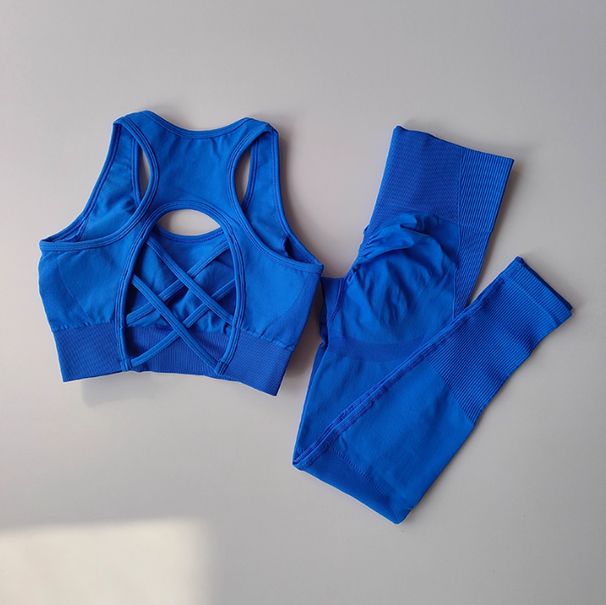 Women's Seamless Workout Set High Waisted Yoga Pants & Sports Bra With Removable Pads Booty Lifting For Running Training_desvips.com