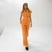 Women's Clothing Versatile vitality orange cotton and linen commuting street style sleeveless lace-up vest wide-leg pants suit_desvips.com