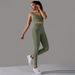 Seamless Knitted Solid Color Dot High Elastic Tight Breathable Yoga Suit Running And Fitness Two Piece Set_desvips.com