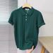Men's Clothing Polo Shirt Men's Short Sleeved Lapel Hollow Knit Sweater Half Sleeved T Shirt Solid Color Thin Top_desvips.com