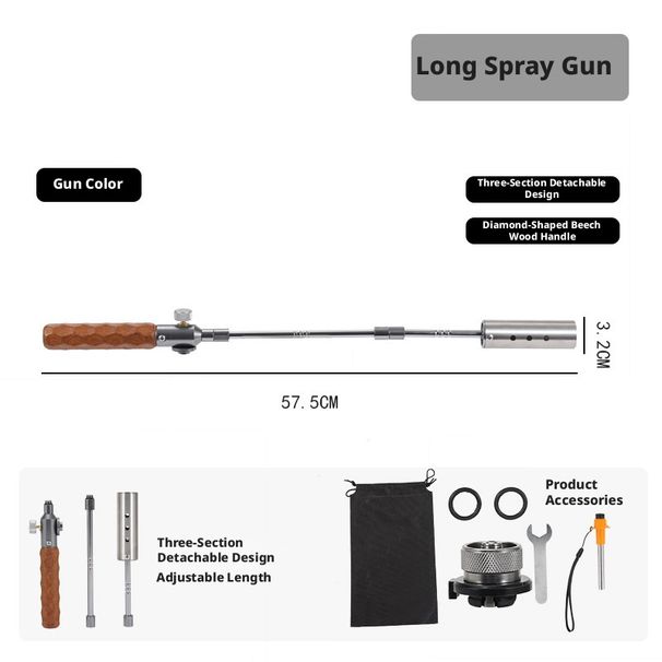 Outdoor Portable Detachable Household Stainless Steel Pig Hair Grill Camping BBQ Igniter Flame Gun_desvips.com