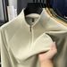 2025 Autumn Winter Double-Sided Fleece Half-Zip Long Sleeve Sweatshirt Simple Casual Warm Base Shirt T-Shirt Men's_desvips.com