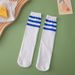 Children's Over-the-Knee Three Stripe Performance Socks Thin Mid-Calf Striped Long Socks Sweat Absorbent Anti-Chafing Student Soccer Socks_desvips.com