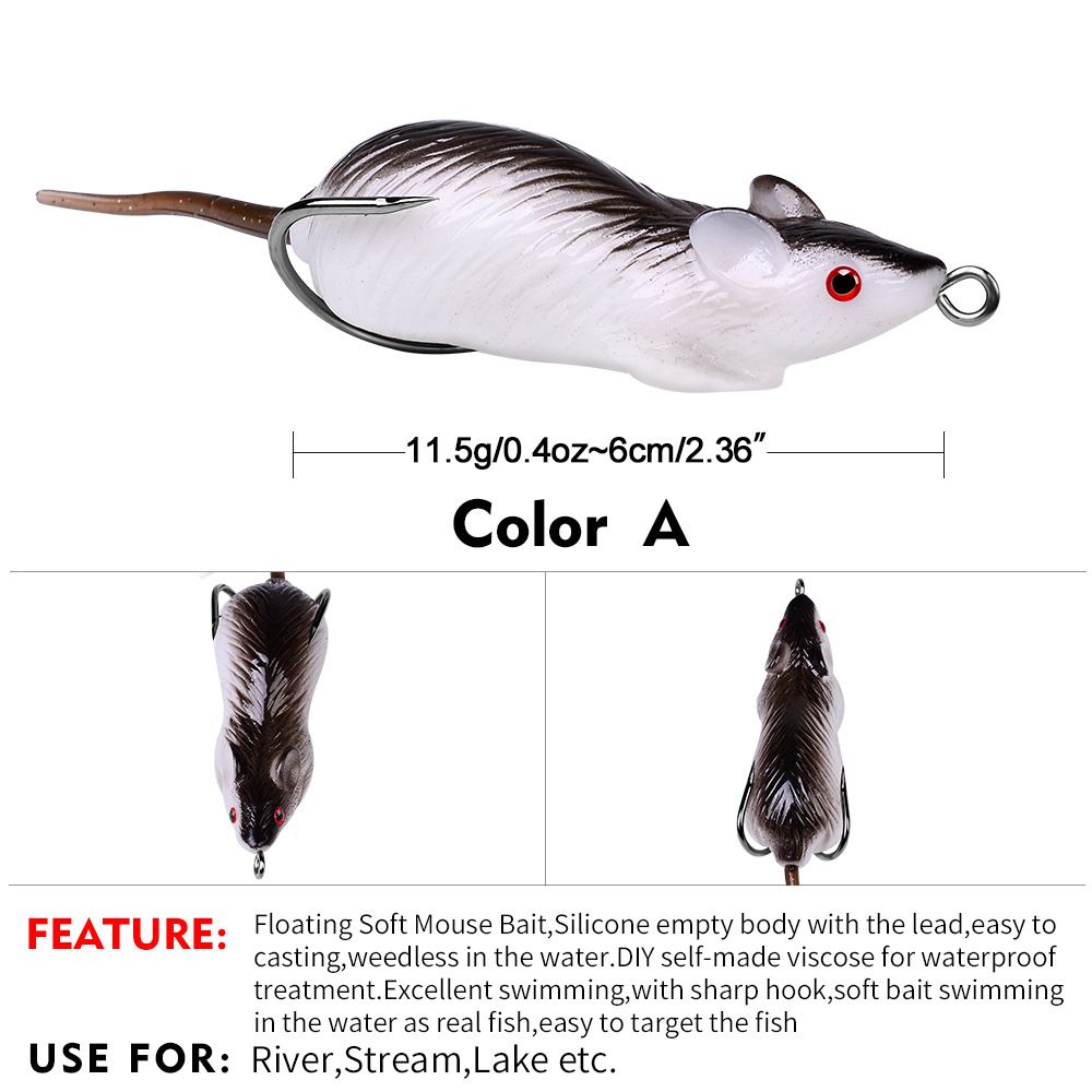 Lure Double Hook Simulation Frog Mouse 6cm 11.5g Soft Bait For Snakehead Fishing_desvips.com