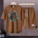 Men's Clothing 2024 Waffle Casual Summer Suit Loose Teen Short sleeved T shirt Shorts Handsome Two piece Suit_desvips.com