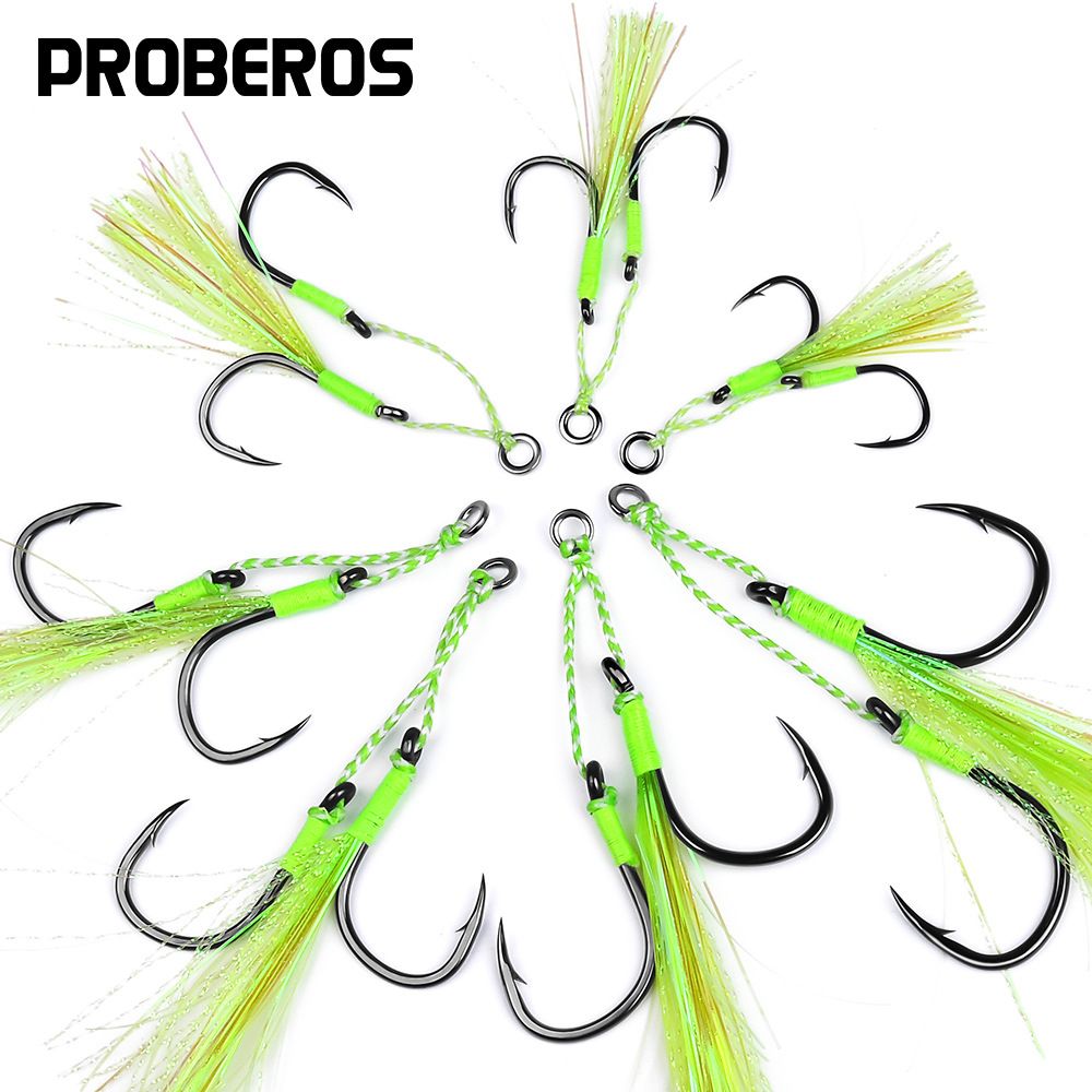 Tie Hair Bright Silk Lure Double Sea Boat Iron Plate Pair Hook Fishing Gear Accessories 5 Pairs_desvips.com