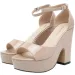 Women Sandals 2025 Summer Ankle Strap Pumps Colourful Sexy Peep Toe Square High Heels Flock Platform Wedding Pole_desvips.com