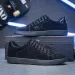 Mens All Black Durable Suede Sneakers With Rhinestone Logo And Toe Cap_desvips.com