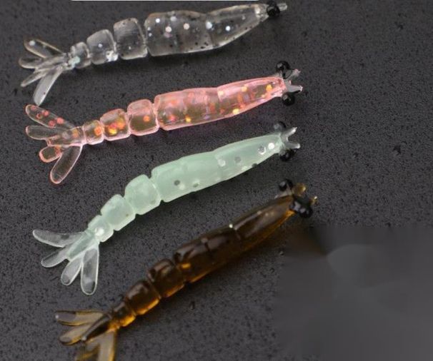 Multi-section Krill 20-piece Set, PVC Soft Bait For Micro In Black Pits, Shrimp Lure Fishing Rig, Mini Simulated Bass_desvips.com