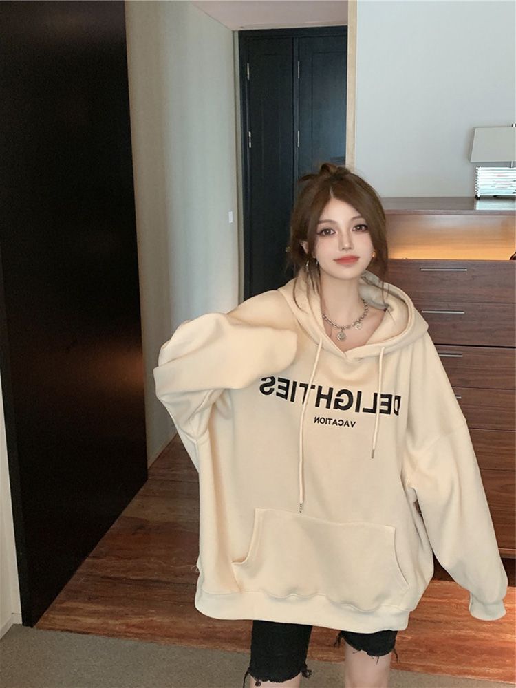 David Coat Hooded Autumn And Winter Hoodie For Women With Added Velvet_desvips.com