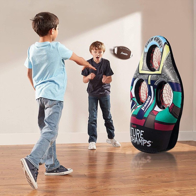 Three Hole Inflatable Football Ball Frame, Children's American Football Throwing Game Target, Inflatable Tumbler Toy_desvips.com
