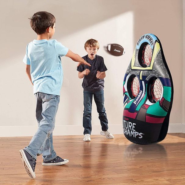Three Hole Inflatable Football Ball Frame, Children's American Football Throwing Game Target, Inflatable Tumbler Toy_desvips.com