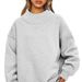Women's sweatshirt long sleeve turtleneck pullover sweatshirt casual sweatshirt fleece top_desvips.com