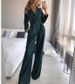 Women's long skirt jumpsuit slanted placket mid-waist temperament commuting jumpsuit_desvips.com