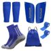 5 Piece Set Grey Sole Sports Socks Mid Calf Soccer Socks Anti Slip Dotted Adhesive Sock Covers Shin Guards Bandages Drawstring Bag_desvips.com