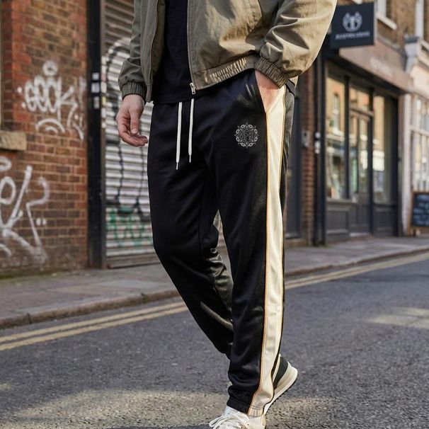 Men's Color-blocked Striped Street Style Lightweight Sweatpants Drawstring Hip-hop Skateboard Breathable Casual Pants_desvips.com