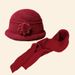 Knitted Middle-aged Elderly, Versatile Woolen Scarf Set, Fisherman Hat, Fleece-lined Warm Hat For Moms, Autumn And_desvips.com