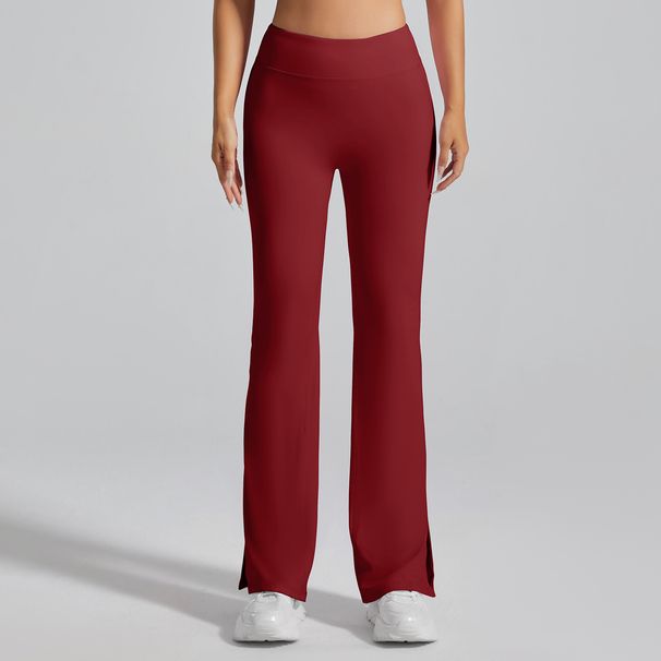 High Waist Tight Nude Hip Lift Yoga Flared Pants For Women Summer Dance Fitness Outdoor Sports Split Trousers_desvips.com