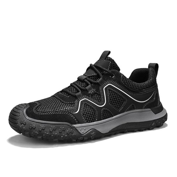 Men's 2025 Summer New Mesh Breathable Work Sports Casual Outdoor Thick Sole Non-Slip Hiking Trekking Shoes_desvips.com