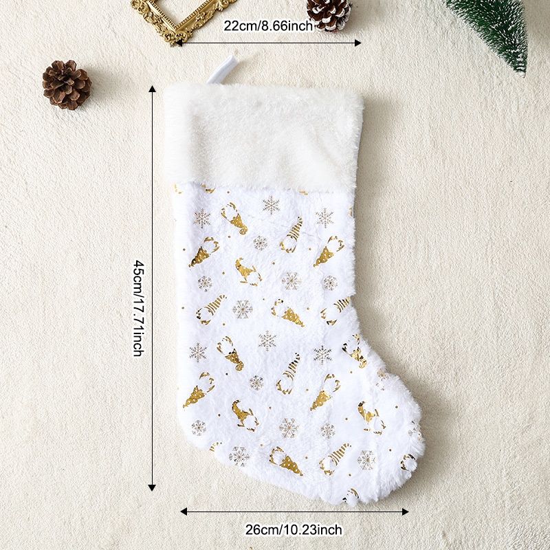 001 Cross-Border New Gold Stamping Snowflake White Rabbit Fur Socks Gift Bag Christmas Decoration Pendant_desvips.com